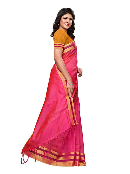 Pink Color Chanderi Silk Saree only in Bigswipe