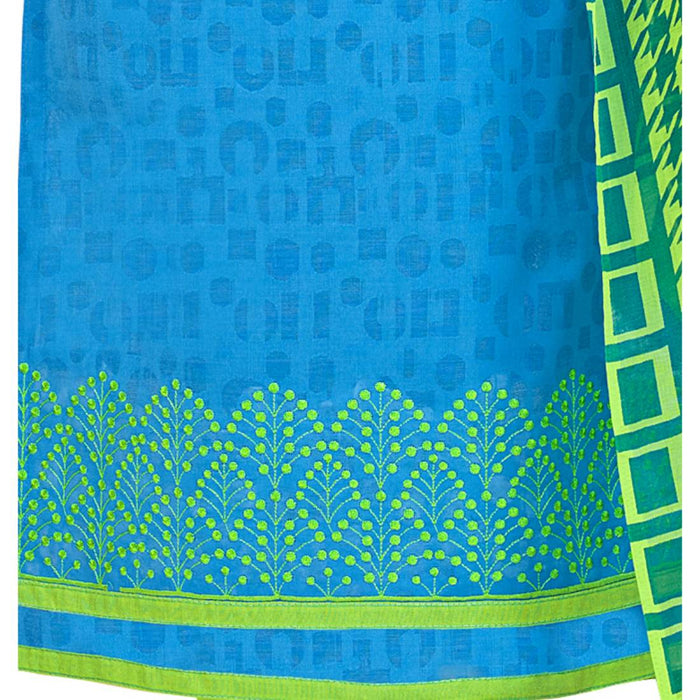 Cotton Jacquard Fabric Sky Blue Color Dress Material only in Bigswipe