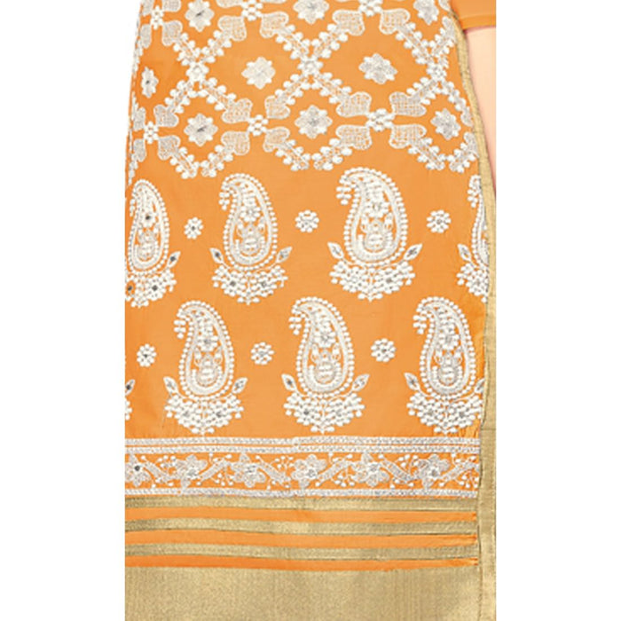 Glaze Cotton Fabric Orange Color Dress Material only in Bigswipe