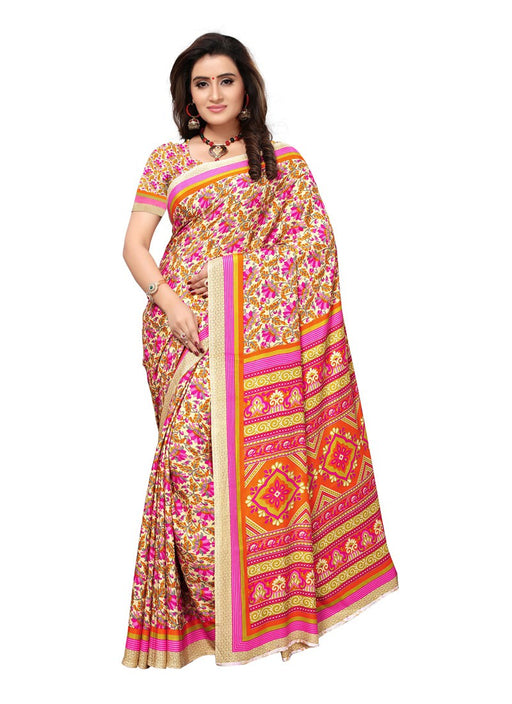 Beige, Multi Color  Crepe Saree only in Bigswipe