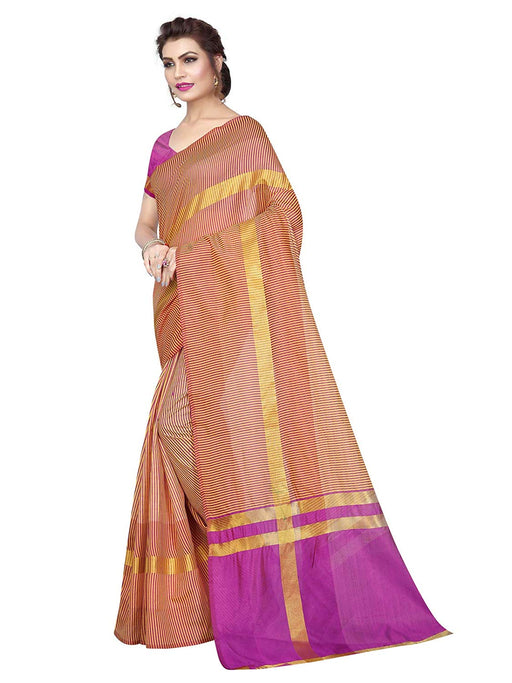 Magenta, Yellow Color Chanderi Silk Saree only in Bigswipe