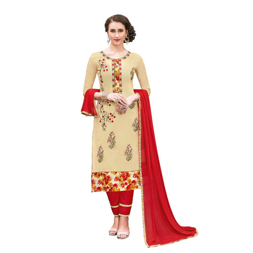 Chanderi Cotton Fabric Beige Color Dress Material only in Bigswipe