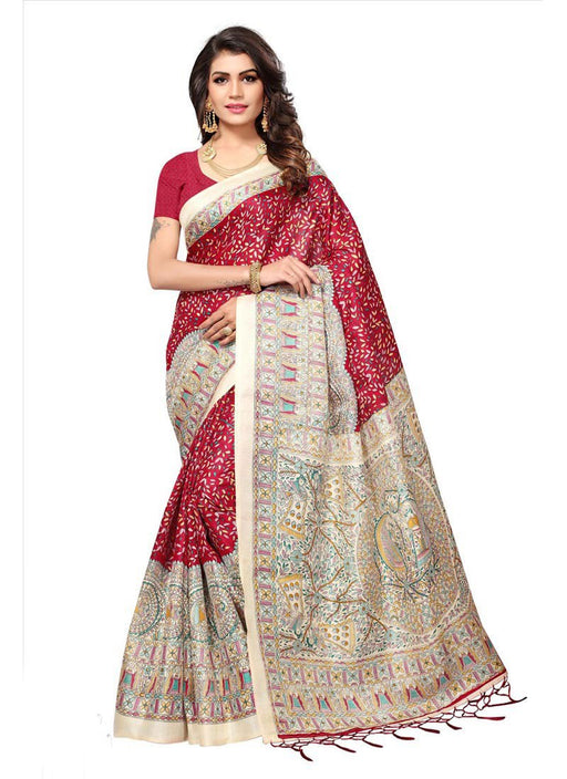 Maroon, Beige Color  Art Silk Saree only in Bigswipe