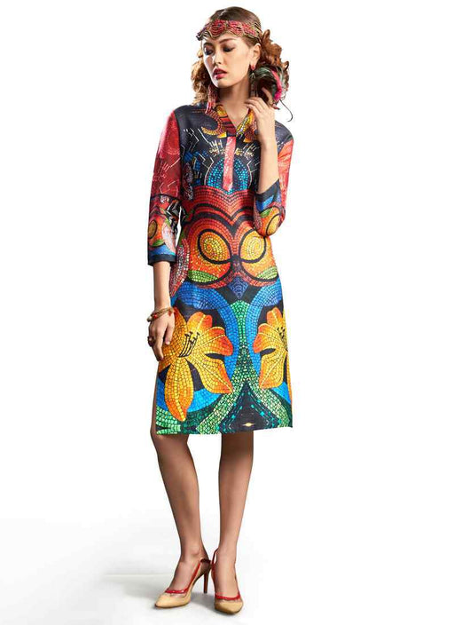 Multi Color Printed Cotton Kurti only in Bigswipe