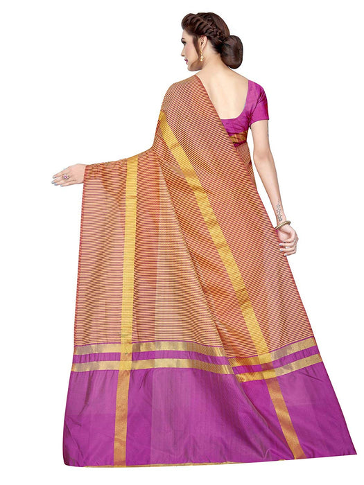 Magenta, Yellow Color Chanderi Silk Saree only in Bigswipe