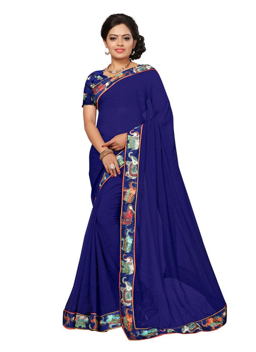 Navy Blue Color Georgette Saree only in Bigswipe