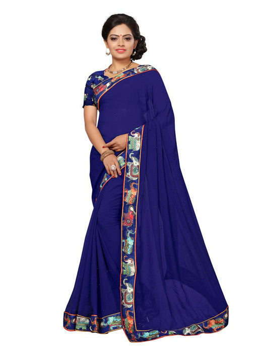 Navy Blue Color Georgette Saree only in Bigswipe