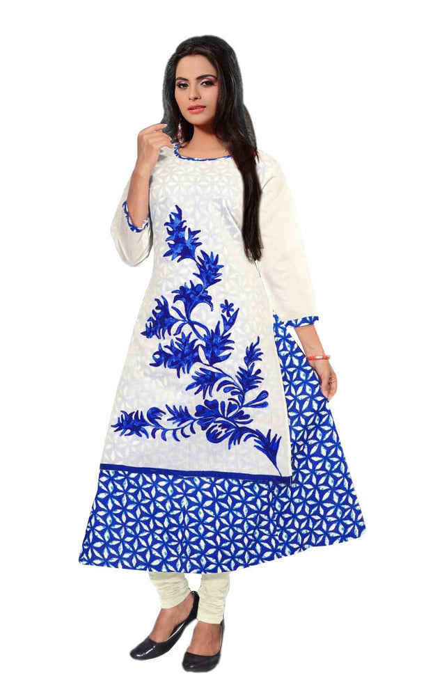 Blue and White Printed Layered Women's Kurti only in Bigswipe