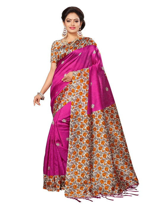 Pink, Multi Color Poly Silk Saree only in Bigswipe