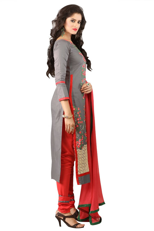 Womens Designer Grey Cotton Partywear Salwar Suit Dress Material For Womens