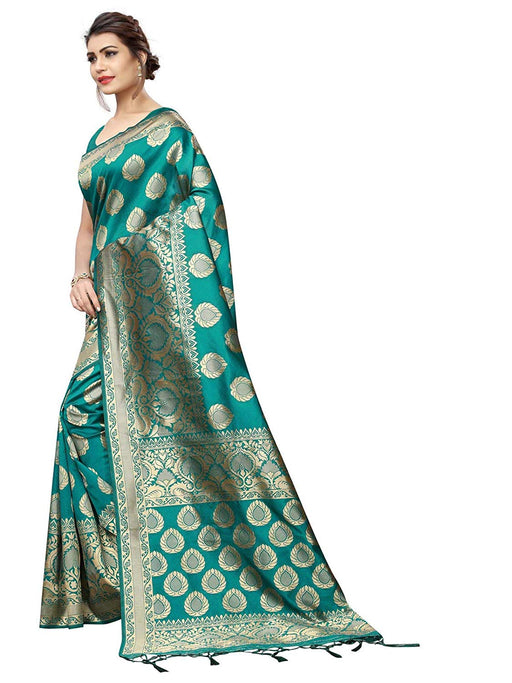 Turquoise Color Poly Silk Saree