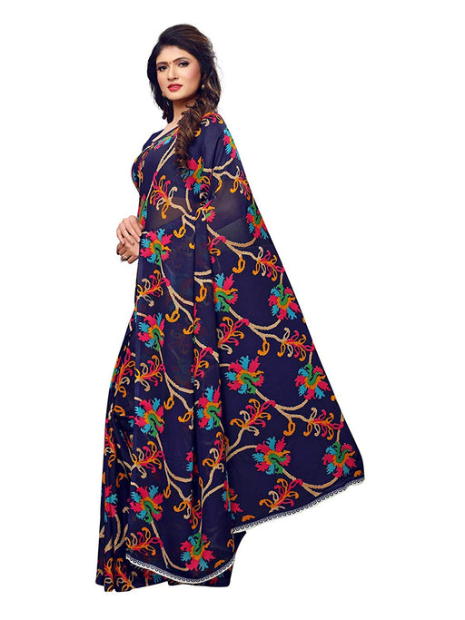 Navy Blue, Multi Color Georgette Saree only in Bigswipe