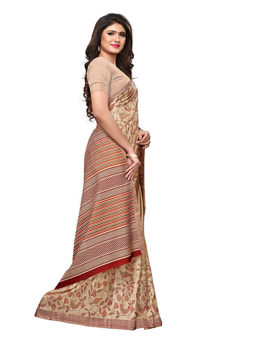 Beige, Maroon, Multi Color Vichitra Silk (Art Silk) Saree only in Bigswipe