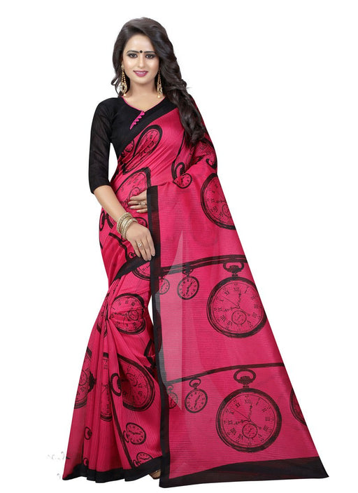 Pink,Black Color Art Silk Saree only in Bigswipe