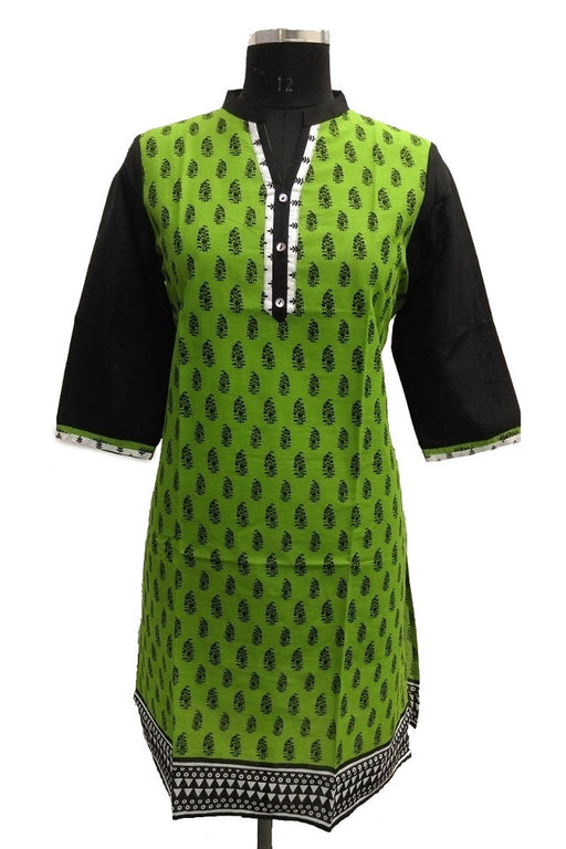 Cotton 60-60 Straight Printed Chinese Collar Kurti only in Bigswipe