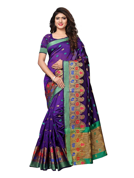 Blue Color Chanderi Silk Saree only in Bigswipe