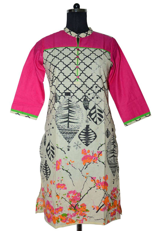 Cotton Round Neck Printed Kurti only in Bigswipe