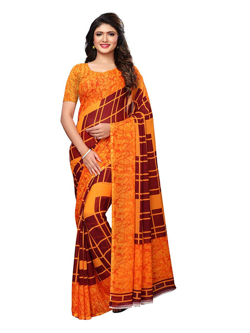 Maroon, Orange Color Georgette Saree only in Bigswipe