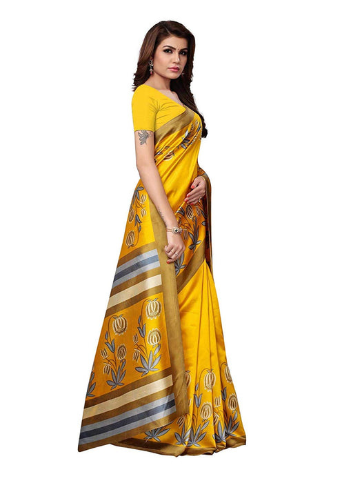 Yellow, Multi Color Poly Silk Saree