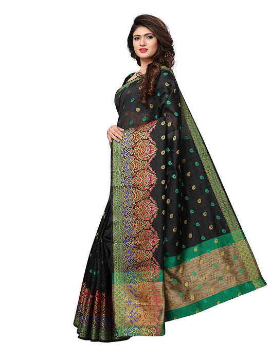 Black Color Chanderi Silk Saree only in Bigswipe