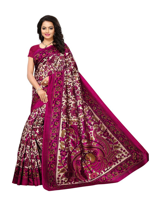 Magenta, Magenta Color  Poly Silk Saree only in Bigswipe