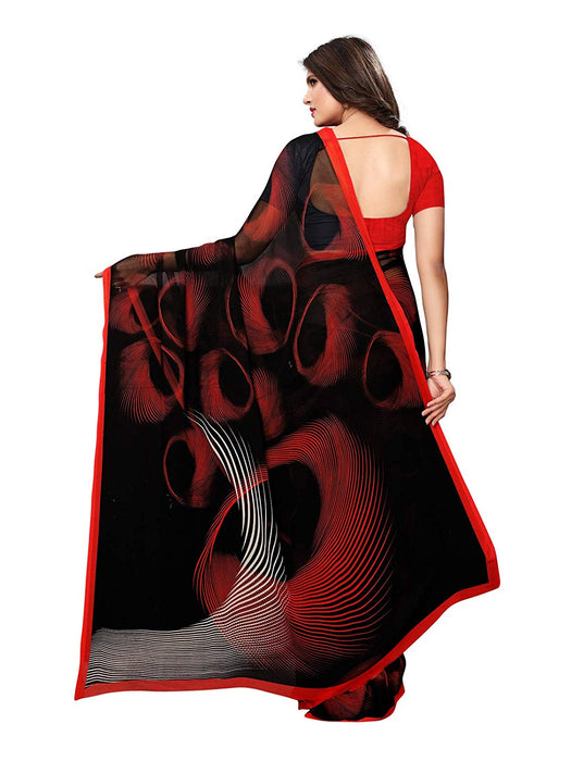 Black, Red Color Georgette Saree only in Bigswipe