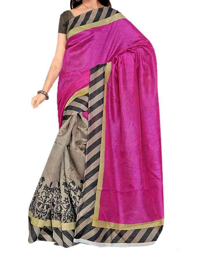 Printed Bhagalpuri Art Silk Saree only in Bigswipe