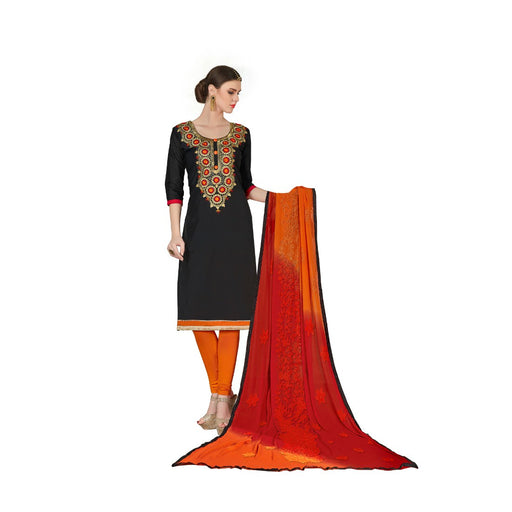 Chanderi Fabric Black Color Dress Material only in Bigswipe