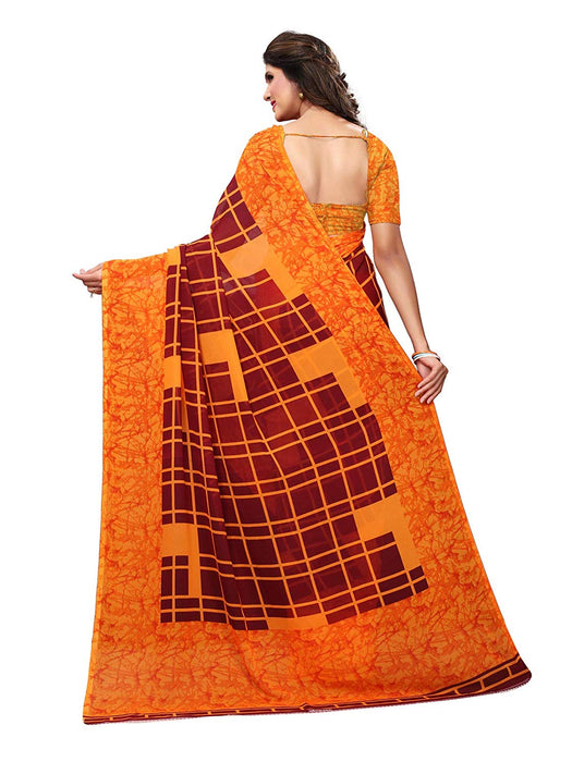 Maroon, Orange Color Georgette Saree only in Bigswipe