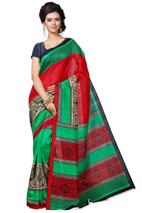 Printed Bhagalpuri Art Silk Saree only in Bigswipe