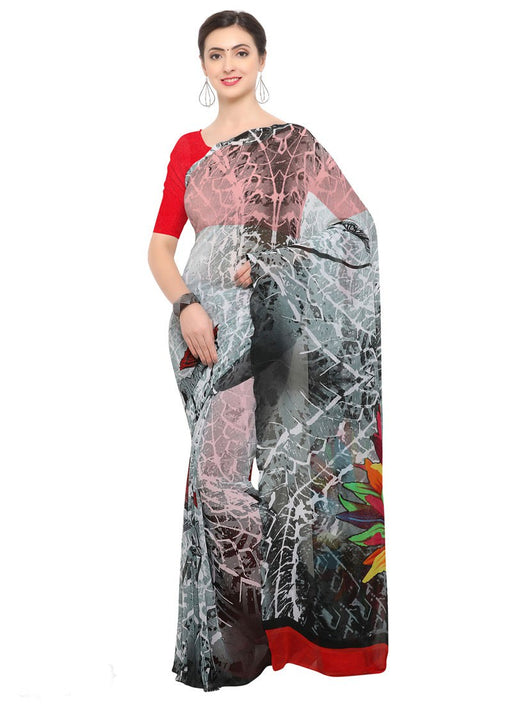 Gray, Multi Color Georgette Saree only in Bigswipe