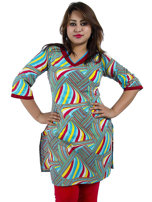 Multicolor Women&rsquo;s Short Printed Cotton Kurta only in Bigswipe