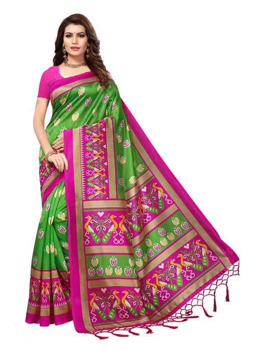 Green, Pink, Multi Color  Poly Silk Saree only in Bigswipe