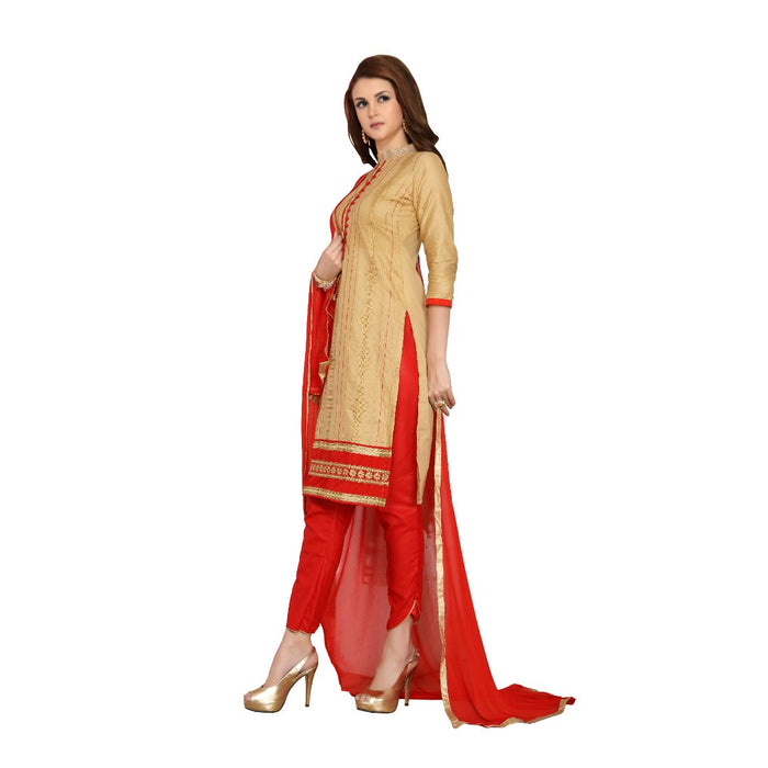 Glaze Cotton Fabric Beige Color Dress Material only in Bigswipe