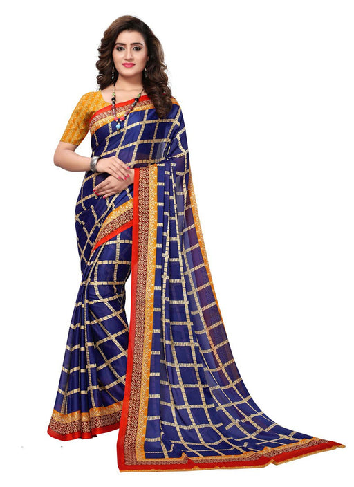 Navy Blue, Beige, Red Color  Georgette Saree only in Bigswipe