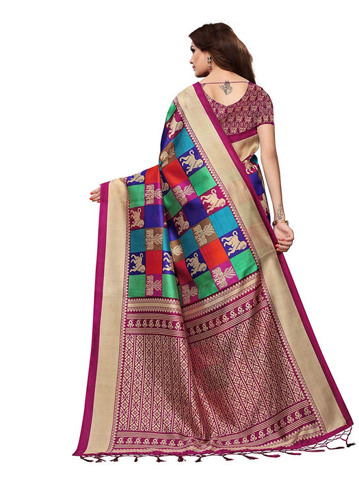 Purple, Multi Color Poly Silk Saree