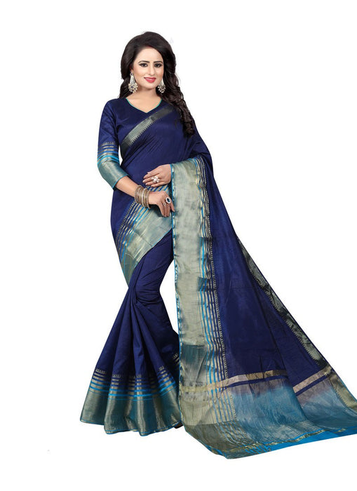 Navy Blue, Blue Color Poly Silk Saree only in Bigswipe