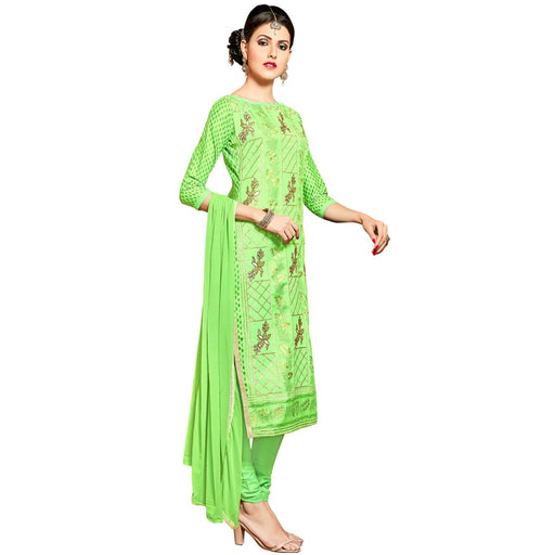 Glaze Cotton Fabric Green  Color Dress Material only in Bigswipe