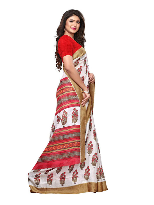 White, Red, Multi Color Poly Silk Saree