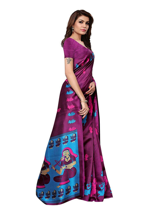 Purple, Blue, Multi Color Poly Silk Saree