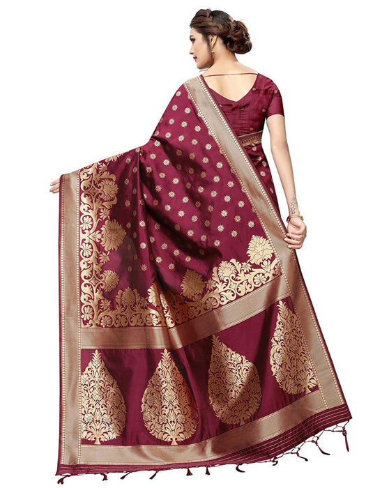 Maroon Color Poly Silk Saree only in Bigswipe