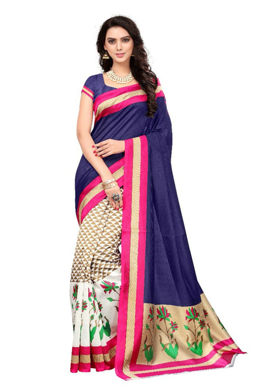 Printed Bhagalpuri Art Silk with Multicolor Saree only in Bigswipe