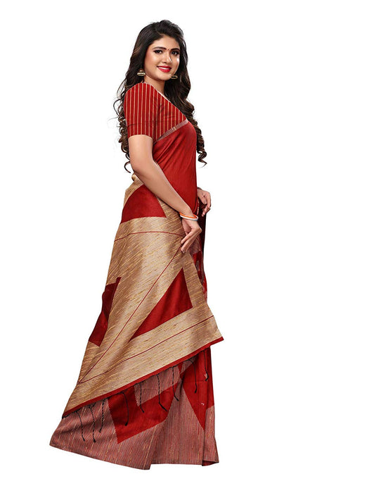 Maroon Color Tussar Silk (Art Silk) Saree only in Bigswipe