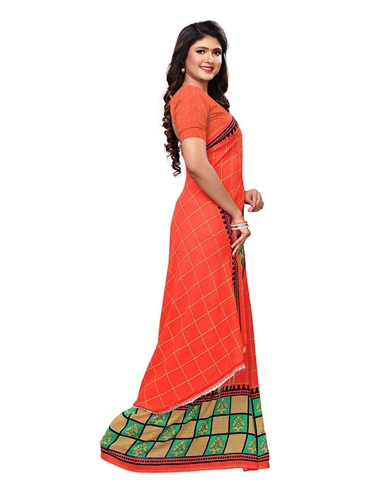 Red (Carrot Red), Multi Color Georgette Saree