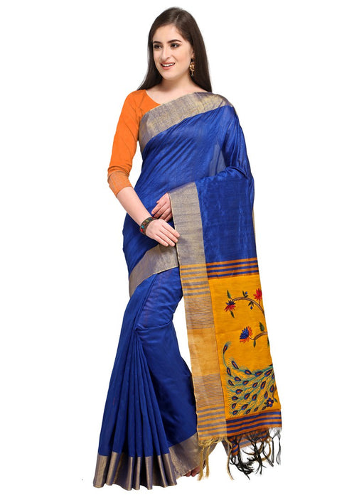 Blue Color  Bhagalpuri Silk (Art Silk) Saree only in Bigswipe