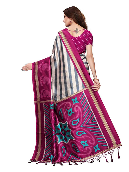 Off White, Pink Color Poly Silk Saree only in Bigswipe