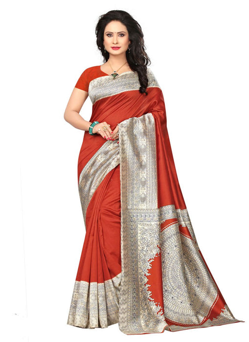 Brown Color Poly Silk Saree only in Bigswipe