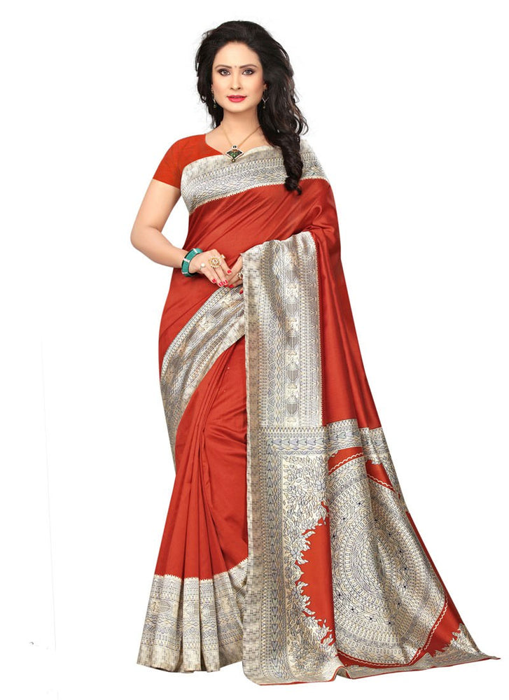 Brown Color Poly Silk Saree only in Bigswipe