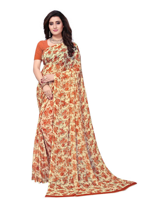 Cream, Brown, Multi Color  Georgette Saree only in Bigswipe