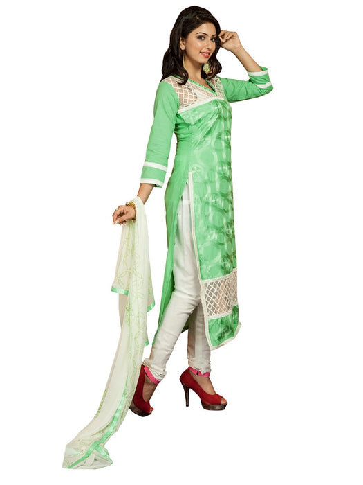 Green Embroidered Cotton Salwar Suit Dress Material(MDMST05) only in Bigswipe